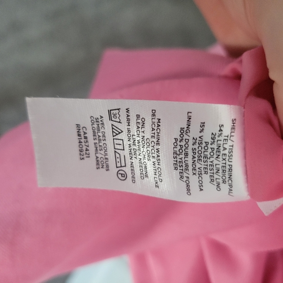 The Double V-Neck Sheath Dress in Linen Blend Pink - Picture 5 of 5